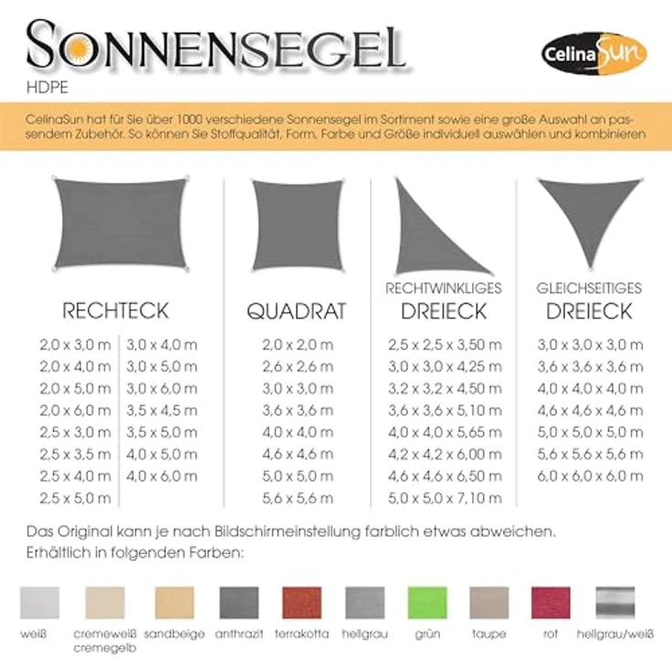 CelinaSun Sonnensegel inkl Befestigungsseile Premium HDPE wetterbeständig atmungsaktiv Quadrat 2x2 m terrakotta – Bild 5