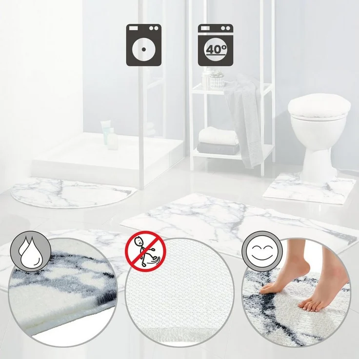 Erwin Müller Badematte Badematte "Marmor", Höhe 20 mm, eckig, Grafik – Bild 3