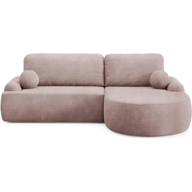 Lookway Ecksofa CLEO CORD Rundes Ecksofa mit Schlaffunktion und Bettkasten