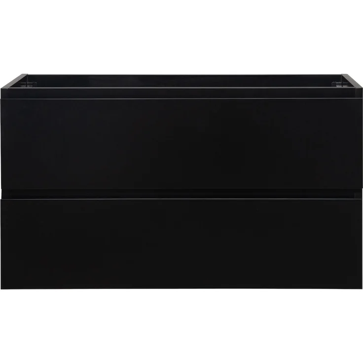 Badplaats Waschbeckenunterschrank Angela 90 x 48 cm Schwarz Matt - Hängender Badezimmerschrank mit 2 Schubladen, Vormontiert und mit Soft-Close – Bild 5