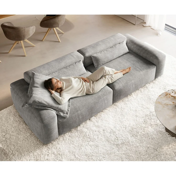 Big-Sofa Freestyle Pure 280x110 cm Strukturstoff Soft Grau – Bild 4