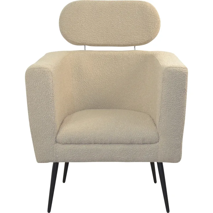 Polstersessel mit Kopfstütze "Calle" im Retrostyle, beige
