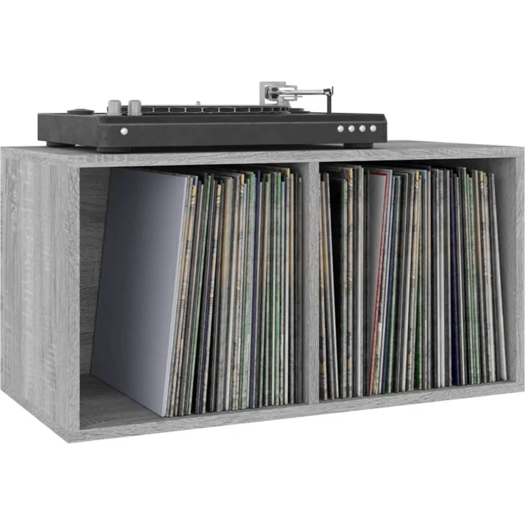 vidaXL Schallplatten-Box Grau Sonoma 71x34x36cm Holzwerkstoff 815253 – Bild 4