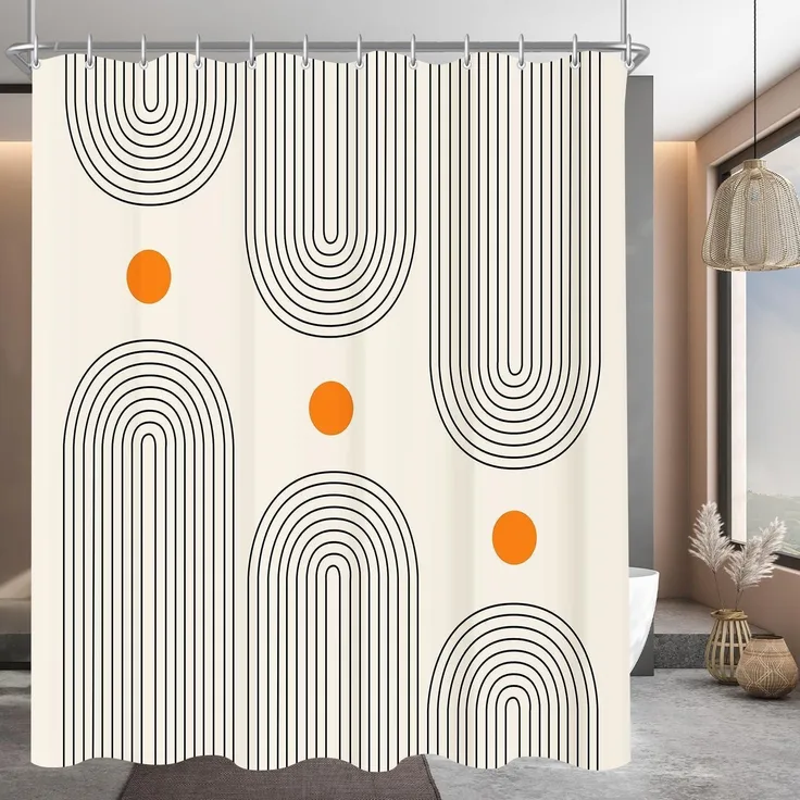 Duschvorhang 180x180cm Geometrische Kurve Antischimmel Wasserdichtätz PVRT Stoff