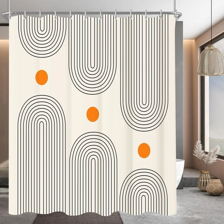 Duschvorhang 180x180cm Geometrische Kurve Antischimmel Wasserdichtätz PVRT Stoff – Bild 1