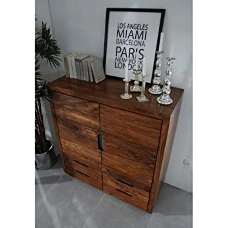 Highboard Sheesham 120 x 50 x 130 walnuss lackiert DUKE #117 – Bild 4