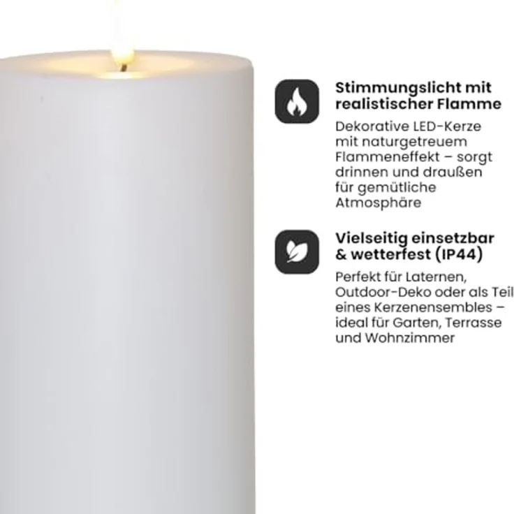 LED-Kerze ,Flamme Rak, outdoor, weiß, Dämmerungssensor, 32cm – Bild 2
