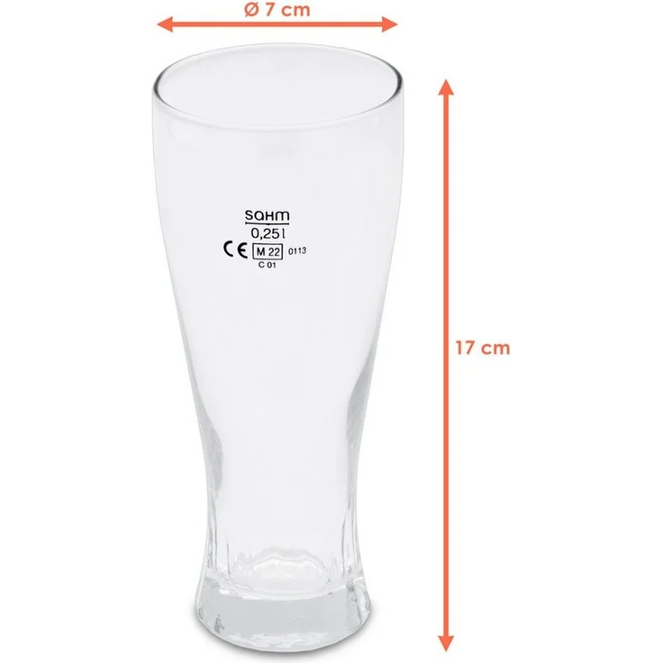Spetebo Bierglas Bierglas 250 ml aus Klarglas - 6er Set, Glas, Weizenbier Glas 250 ml spülmaschinenfest