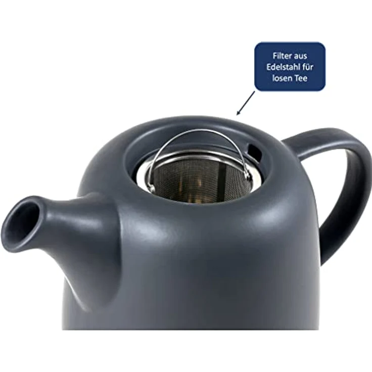 Hanseküche Teekanne Teekanne (1L), 1.3 l, (Teekanne, 1-St, inkl. Edelstahlsieb), Hochwertiges Material, Edelstahlsieb, Ergonomischer Griff – Bild 6