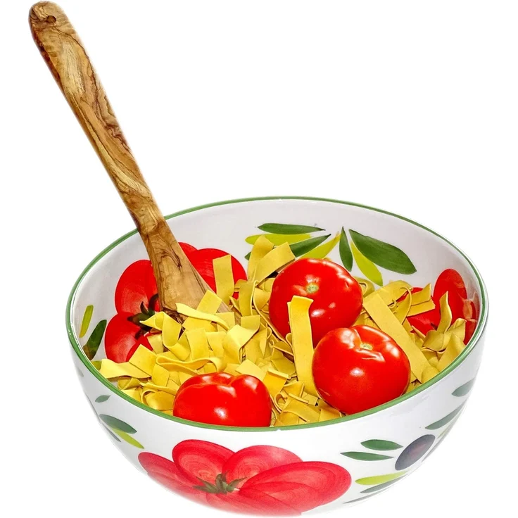 Lashuma Salatschüssel Tomate Olive, Keramik, (1-tlg), Runde Servierschale groß Ø 27 cm handbemalt – Bild 2