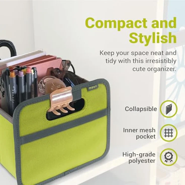 Meori Aufbewahrungsbox Klappbox Ordnungssystem Faltbox Mini 1,8 l Kiwi grün Uni – Bild 4