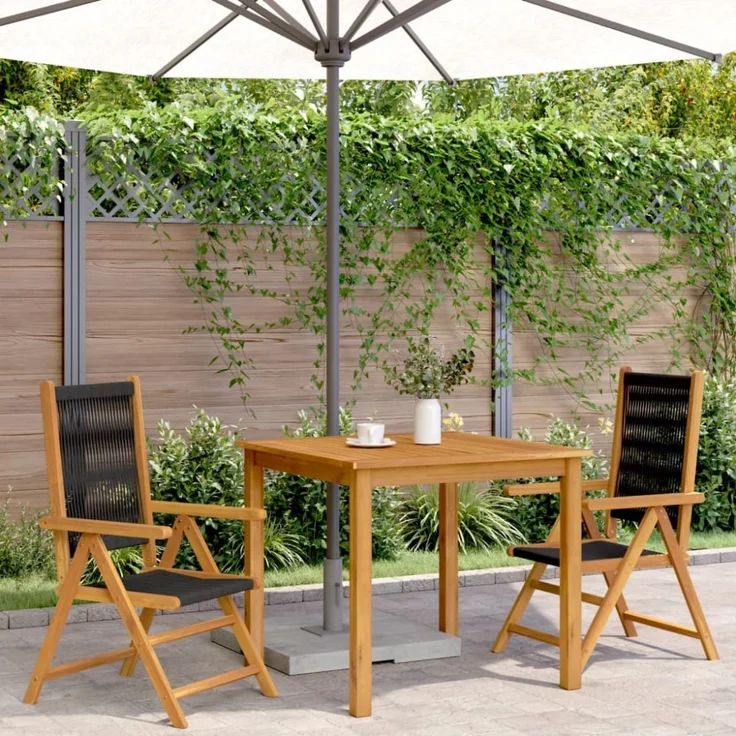 vidaXL Gartenstühle 2 Stk. Schwarz Massivholz Akazie und Polypropylen 367654 – Bild 10