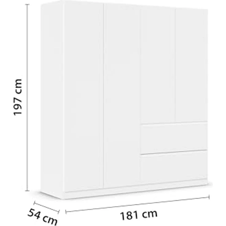 rauch Drehtürenschrank Kleiderschrank Schrank Garderobe COSTA in den Breiten 91/136/181 cm (in 3 Ausstattungen BASIC/CLASSIC/PREMIUM) viel Platz, grifflose Front und Push-to-Open Funktion MADE IN GERMANY – Bild 3