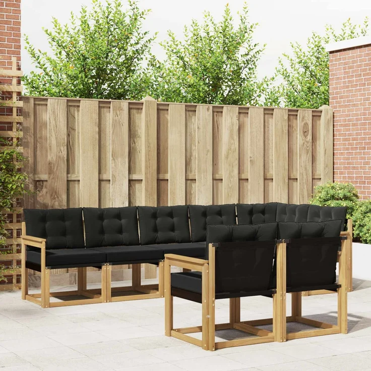 vidaXL Outdoor-Sofagarnitur 8 stk. 7-Sitzer Weiß und Schwarz 3389590 – Bild 1