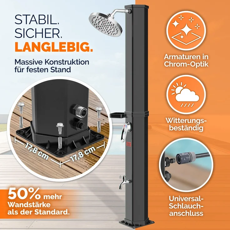 CASARIA® Solardusche 35 Liter UV-beständig – Bild 3