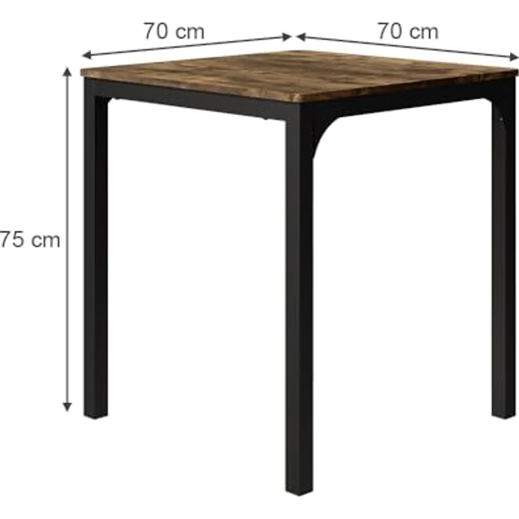Esstisch Fyrk Schwarz/Eiche rustikal 70 x 70 cm Vicco – Bild 4