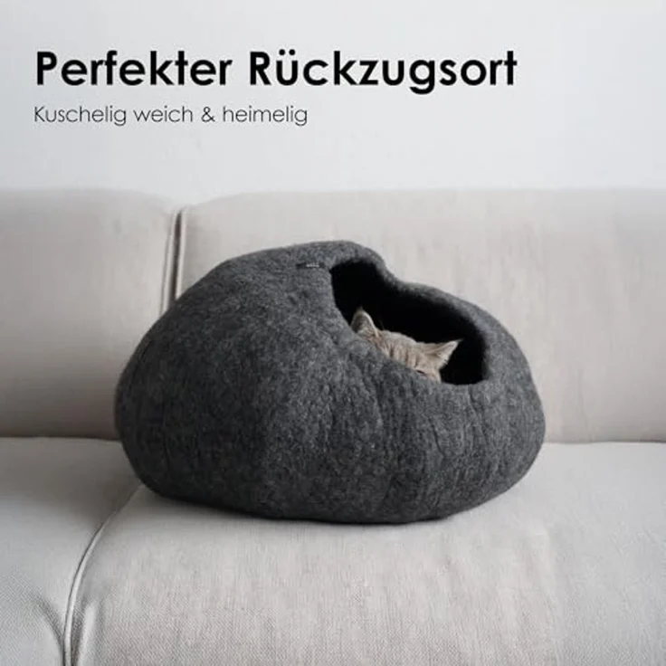 LucyBalu Tierbett Katzenhöhle aus Filz, Filzhöhle für Katzen, Kuschelhöhle für Katzen – Bild 2