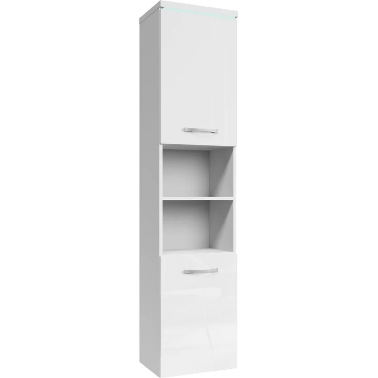 Badplaats Badezimmerschrank Paso 35 x 35 x 160 cm Weiß Hochglanz - Hoch Badschrank Mit 2 Türen – Bild 1