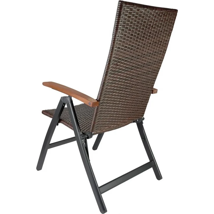 BRUBAKER Gartenstuhl Polyrattan Stuhl "Modena" (Set, 1 St), Metall Hochlehner und Poly Rattan klappbar - 7-Fach verstellbare – Bild 3
