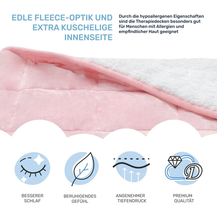 Dailydream Therapie Gewichtsdecke | 135x200 | 4,5 kg | Pink | aus flauschigem Fleece | mit Glasperlenfüllung | schwere Decke zum Schlafen | Weighted Blanket | Therapiedecke | Körpergewicht bis 52 kg – Bild 4