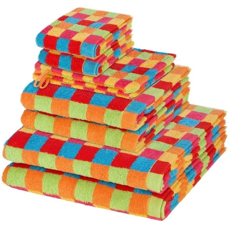Cawö Lifestyle 8 tlg. Frottier-Set - 2 X Handtuch (50 X 100cm), 2 X Duschtuch (70 X 140cm), 2 X Gästetuch (30 X 50cm), 2 X Waschhandschuh (16 X 22cm) - 518 g/m2 - Mehrfarbig