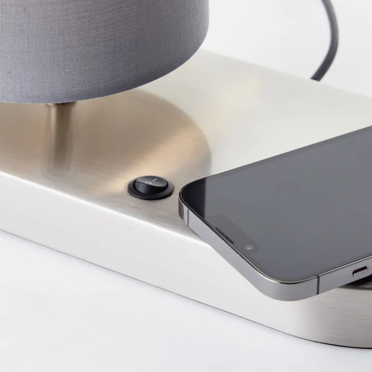 Brilliant Tischleuchte Clarie 60091/68 Schlafzimmer, Wohnzimmer, Flur Metall/Textil Indoor silber - ohne Leuchtmittel – Bild 5