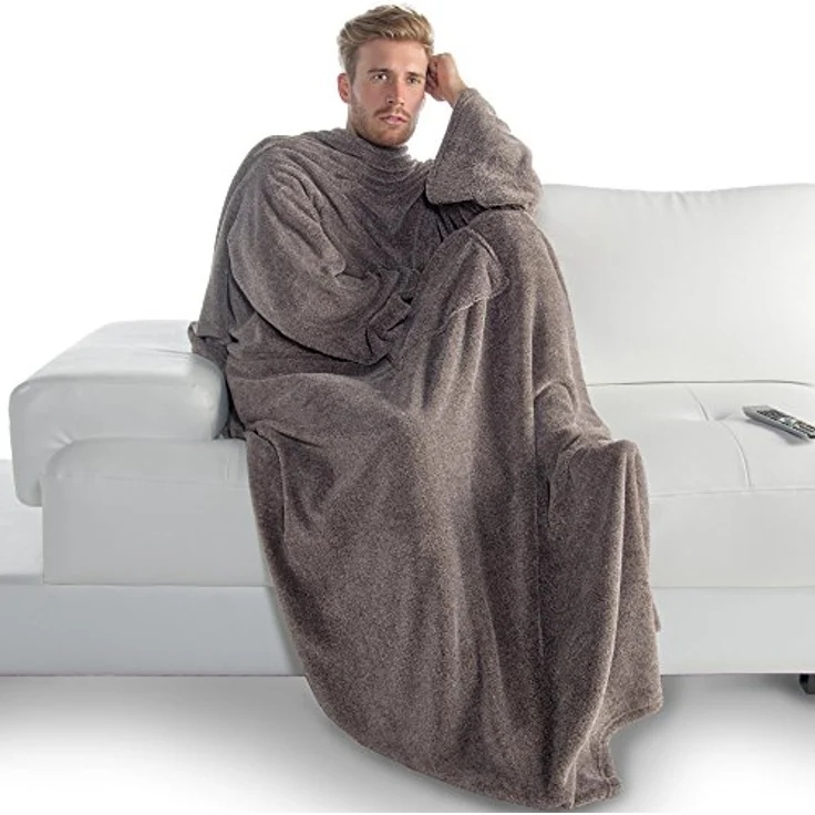 Wohndecke Calgary Kuscheldecke mit Ärmeln Sofa warm 150x180cm meliert braun, CelinaTex, allergikergeeignet,bügelfrei,flauschig,kuschelweich,mollig warm – Bild 4