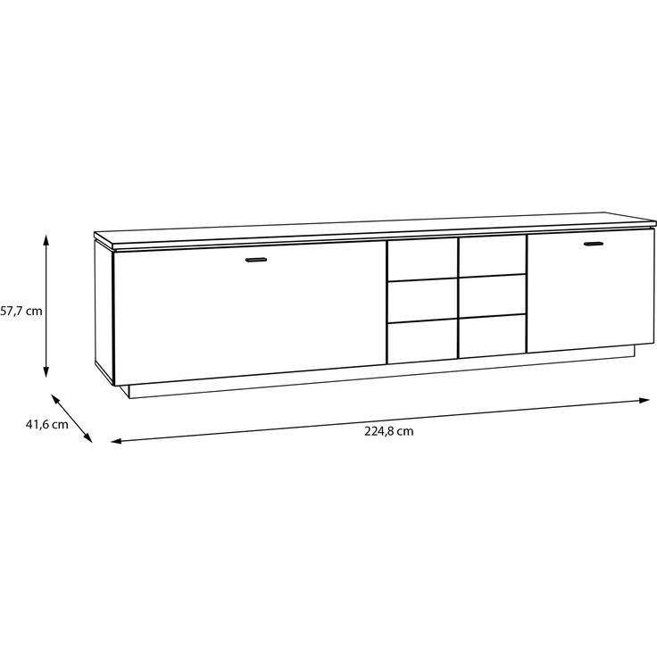 Lowboard >LOUOTO< 2 Türen, 1 Klappe, sandfarbig/Artisan Eiche - 224,8x57,7x41,6cm BxHxT – Bild 6