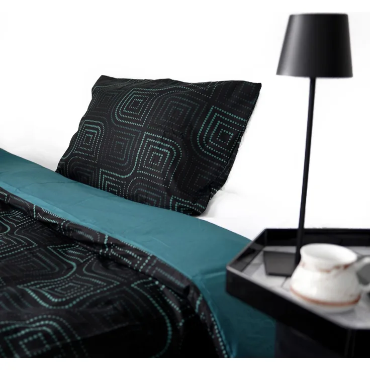 Wendebettwäsche aus Baumwolle mit gepunktetem Muster, Decken- und Kissenbezug 155x220 cm