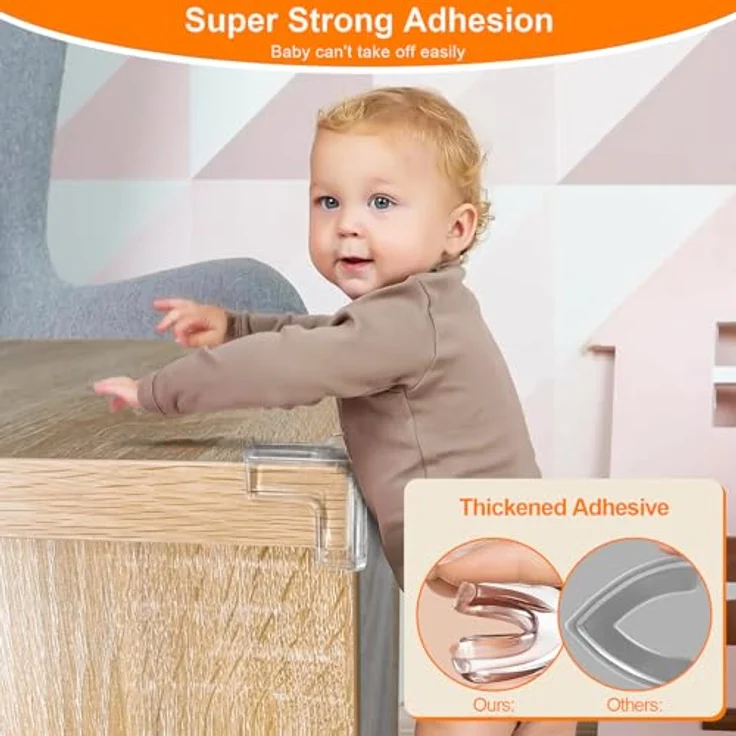 HoneyHolly Kantenschutz Baby Eckenschutz Baby Eckenschutz Kantenschutz Selbstklebend Transparent kindersicherung Tischkantenschutz Eckschutzkanten Baby Mit Verbessertem Superkleber 14 Stücks – Bild 5