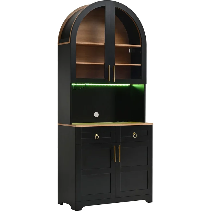 Vitrine 80 x 40 x 180 cm aus MDF und Spanplatte, mit Glasfront, Arbeitsfläche und LED-Beleuchtung – Bild 6