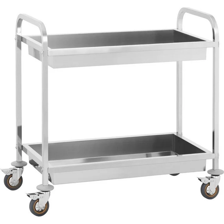 Royal Catering Servierwagen 2 Mulden Edelstahl Transportwagen Küchenwagen Gastro bis 320 KG – Bild 1
