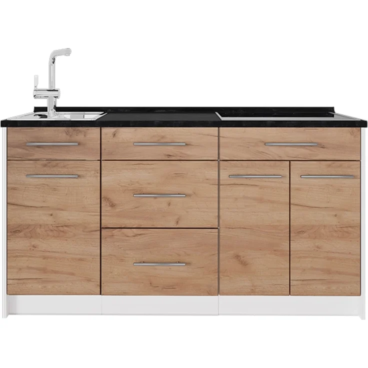 Küchenblock Fame-Line Goldkraft Eiche/Weiß 150 cm, AP Anthrazit Vicco – Bild 1