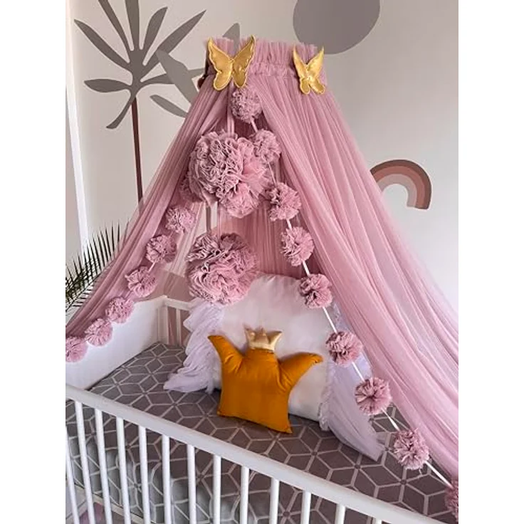 Baby Fancyroom Betthimmel Betthimmel aus 12 Meter Tüll aus 1. Klasse für Kinderbett Gitterbett, Himmel für Babybett Kinderbett – Bild 6