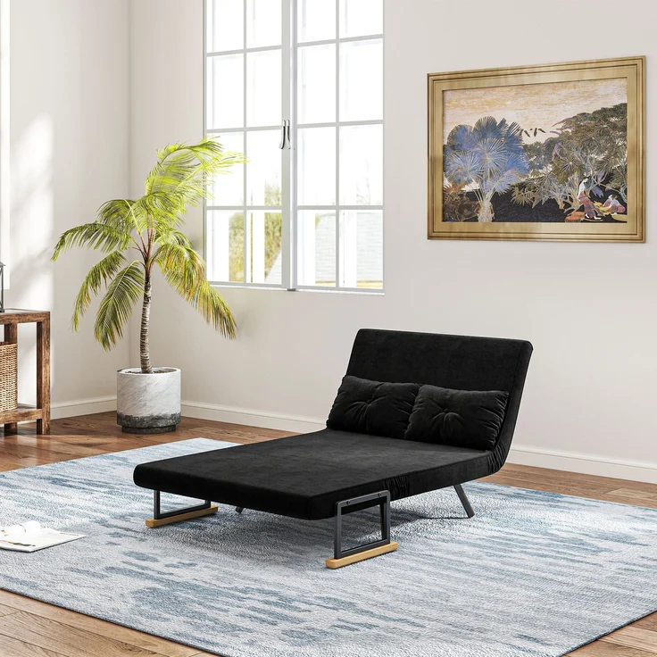 HOMCOM Schlafsofa, Stahl, Polyester, Schwarz, 102L x 73B x 81H cm – Bild 9