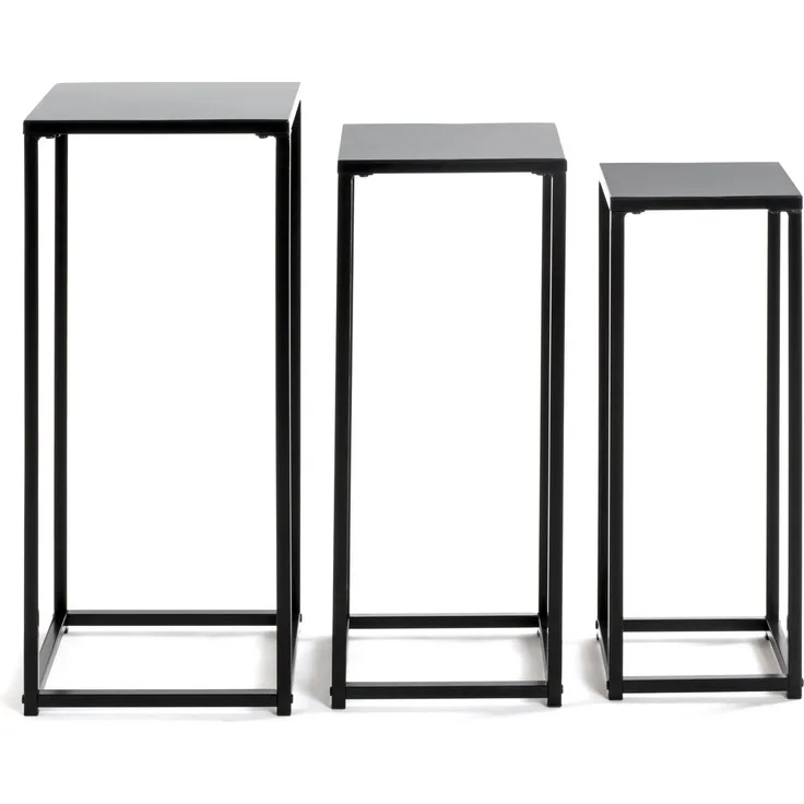 HAKU Möbel Blumensäule 3er Set, schwarz,