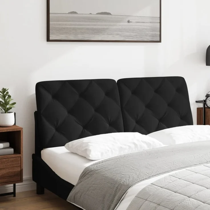 vidaXL Kopfteil-Kissen Schwarz 140 cm Samt – Bild 10