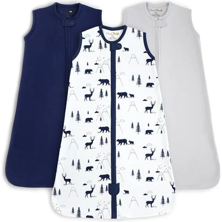 Mama Cheetah Baby-Schlafsack, 0,5 Tog, Bio-Baumwolle, tragbare Decke mit Zwei-Wege-Reißverschluss, Wickelübergang, Baby-Schlafsack für Neugeborene, Kleinkinder, Jungen, Mädchen, 24–48 Monate, 3er-Pack – Bild 1