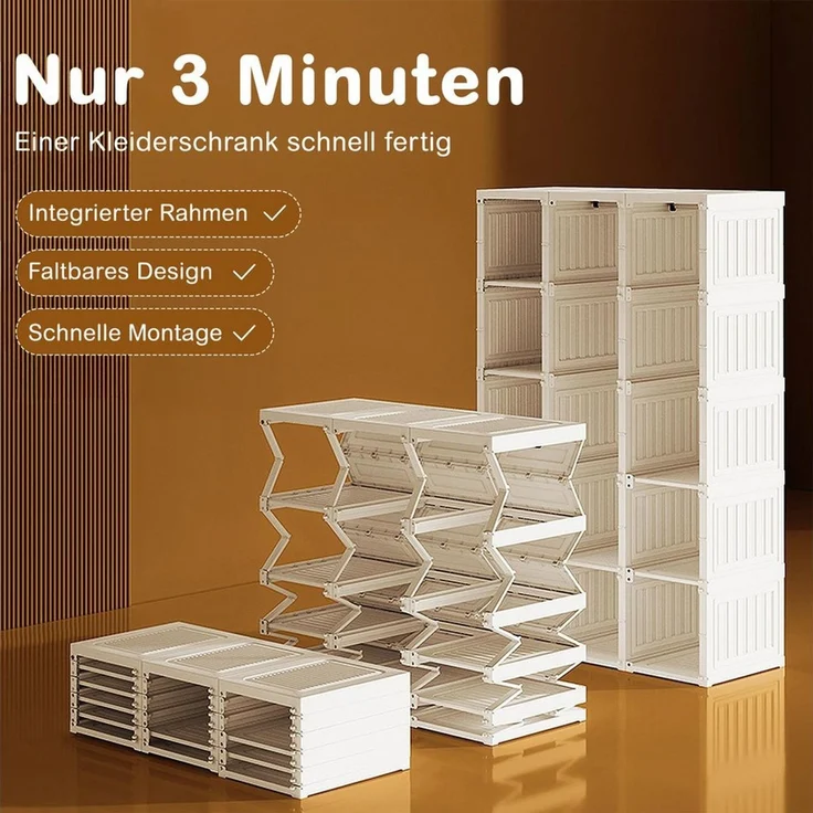 Dripex Kleiderschrank Faltbarer Schrank, Mehrzweckschrank, mit magnetische Türen Einfache Montage, faltbar – Bild 3