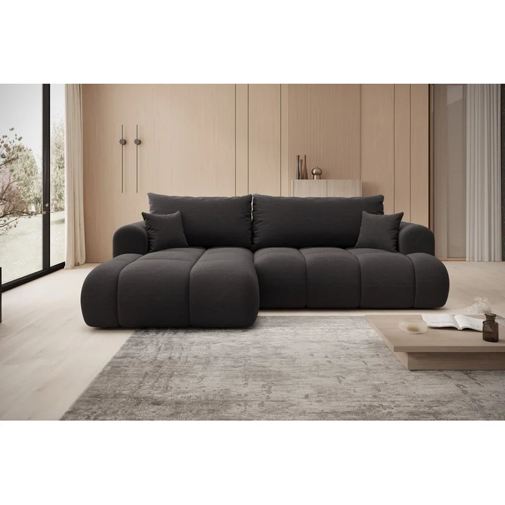 thematys Ecksofa TREVIO 260 x 165 cm, mit Schlaffunktion, mit Bettkasten, Schwarz (Element 01), Ausrichtung links – Bild 3