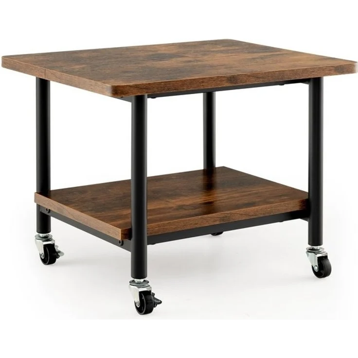 COSTWAY Druckertisch, mit 2 Ebenen & 4 Rollen, bis 35 kg, 49x40x38cm – Bild 4