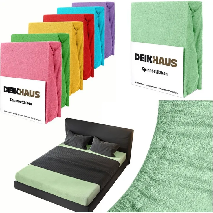 DH DEIN. HAUS Spannbettlaken Frottee SOFT, Baumwolle, Gummizug: rundum, (1 Stück), weich saugfähig atmungsaktiv Rundumgummi formstabil bis 20 cm