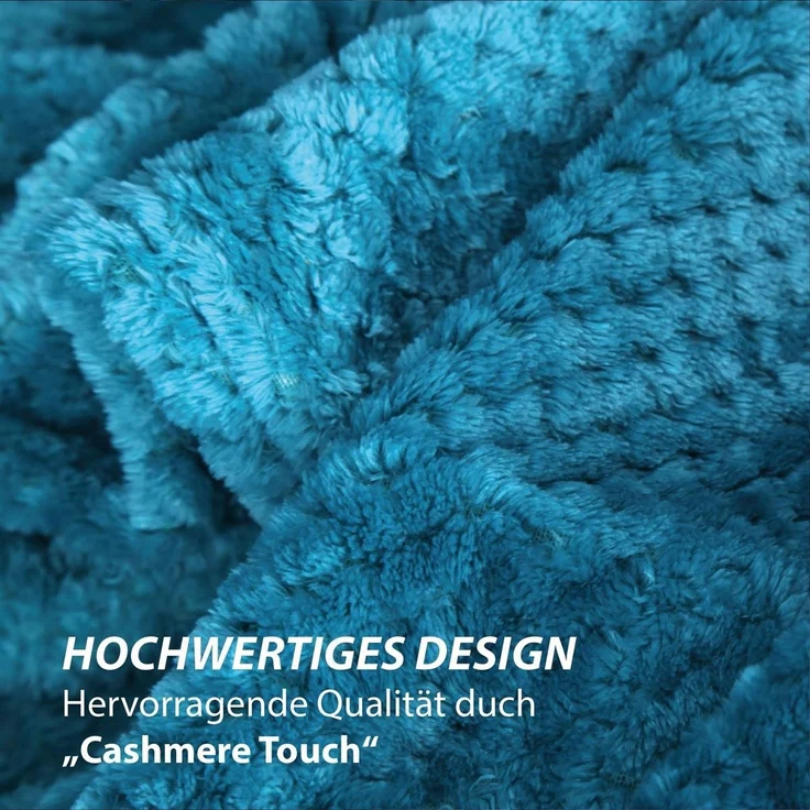 Kuscheldecke "Popcorn" Cashmere Soft-Touch Petrol 150x200 cm – Bild 5