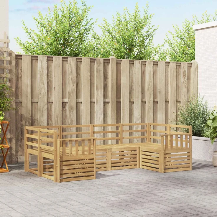 vidaXL Outdoor-Sofagarnitur 6 stk. 6-Sitzer Weiß Massivholz Akazie 3392384 – Bild 1