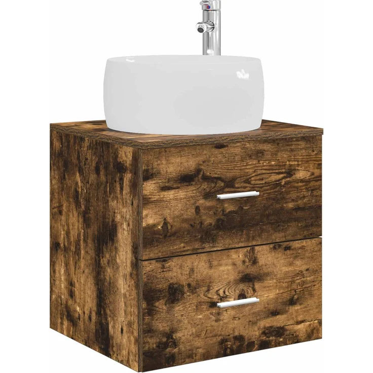 vidaXL Wandmontierter Waschbeckenunterschrank Räuchereiche 890314 – Bild 2