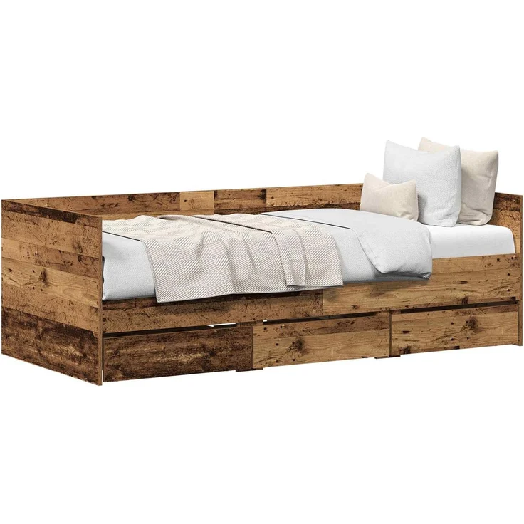 vidaXL Tagesbett mit Schubladen Altholz 90 x 190 cm Holzwerkstoff 3333996 – Bild 2