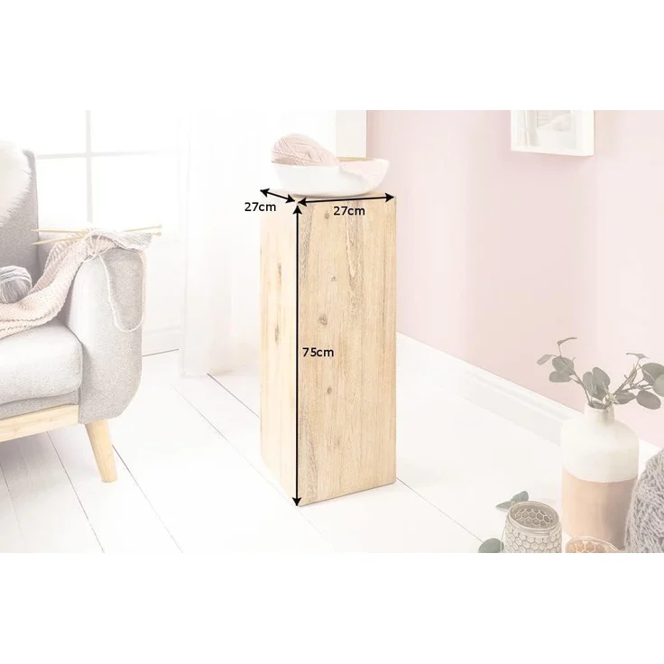 riess-ambiente Beistelltisch COLUMNA 75cm teakgrau / natur (Einzelartikel, 1-St), Wohnzimmer · Massivholz · Akazie · gekälkt · Deko-Blumensäule – Bild 7