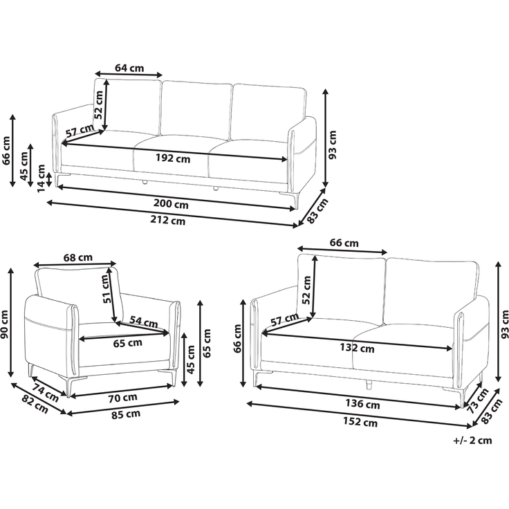 Sofa Set 6-Sitzer CILENS Stoff Goldbraun – Bild 2