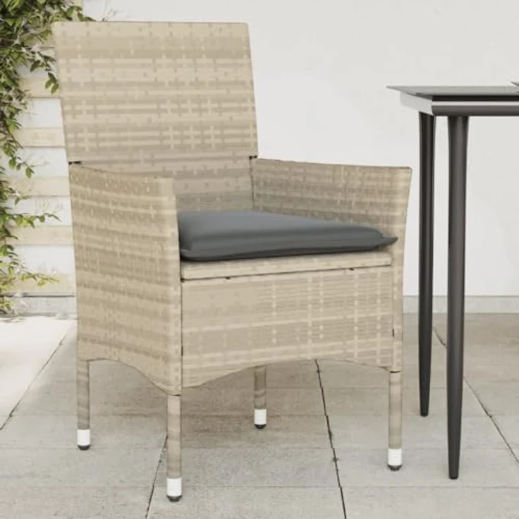 vidaXL Gartenstühle mit Kissen 2 Stk. Hellgrau Poly Rattan 368114 – Bild 3
