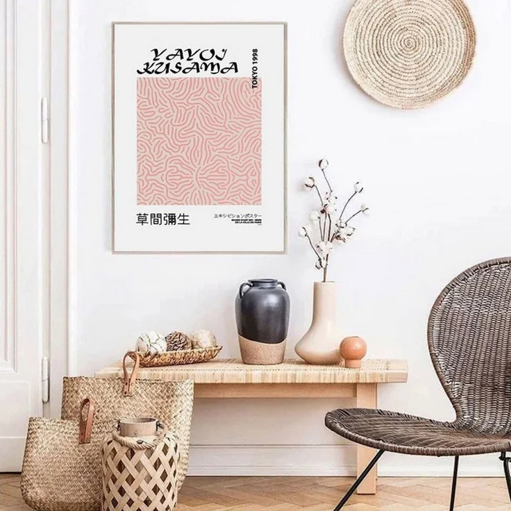 JUSTGOODMOOD Poster Modern Yayoi Kusama Abstrakt Nordic Bilder Wohnzimmer Wandbilder Schla, A (1 St) – Bild 4